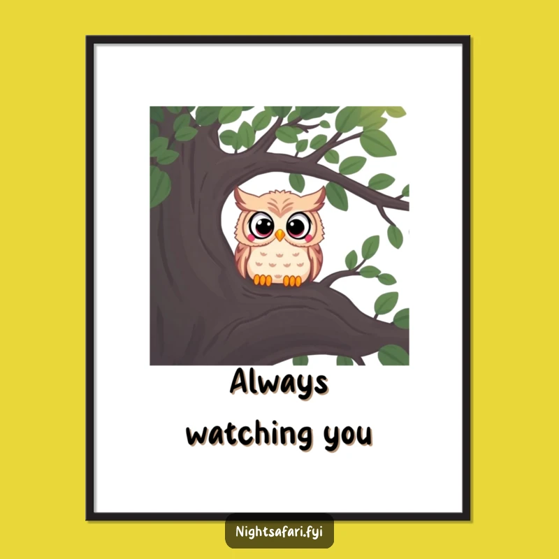 Funny Curious Owl Poster - Intriguing Nighttime Wall Art!