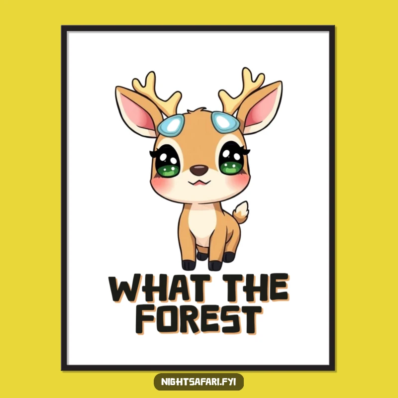 Funny Deer Glowing Eyes Poster: Decorate With Magical Woodland Art Gift