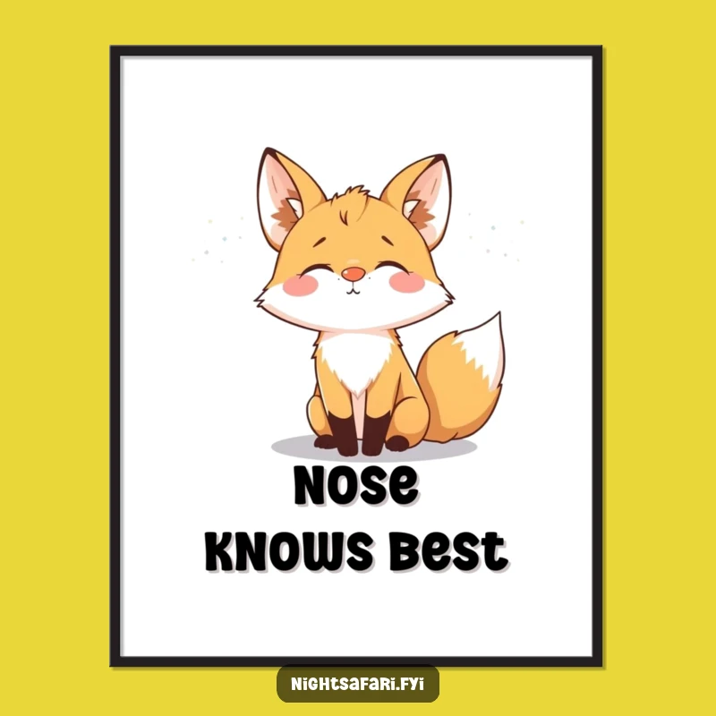 Funny Fox Glowing Nose Poster: Nocturnal Art, Hilarious Wall Decor