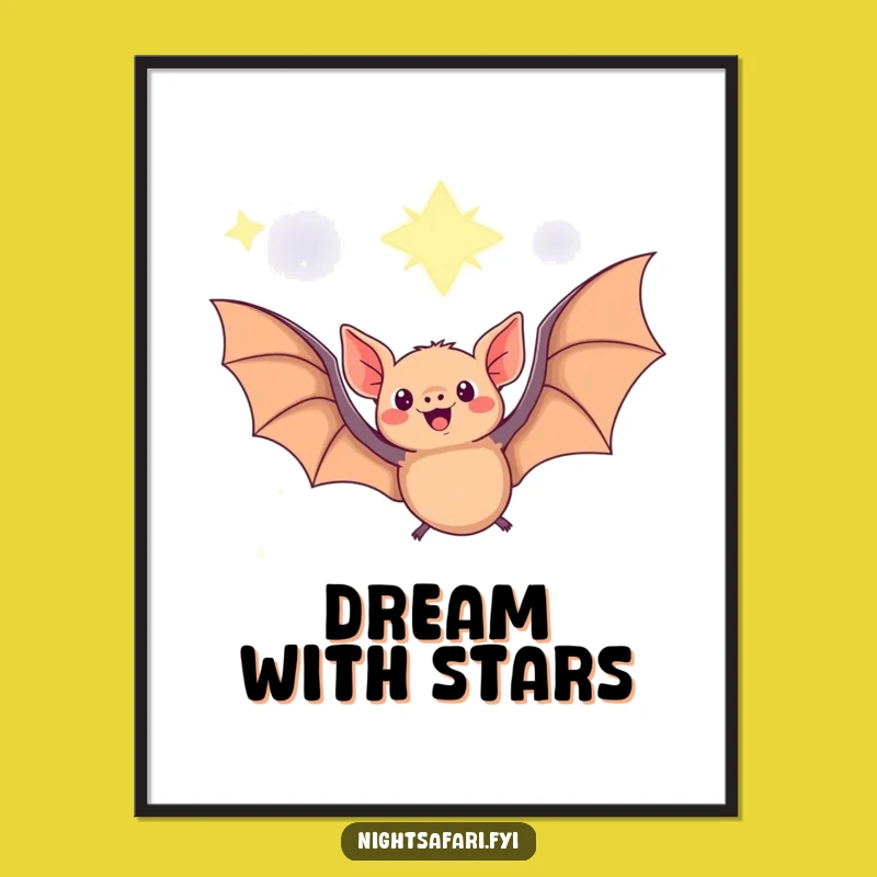 Funny Fruit Bat Poster: Starry Night Art for Magical Wall Decor