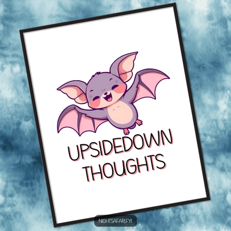 Funny poster featuring a giggling bat character in a dynamic loop-the-loop overhead, capturing airborne delight.