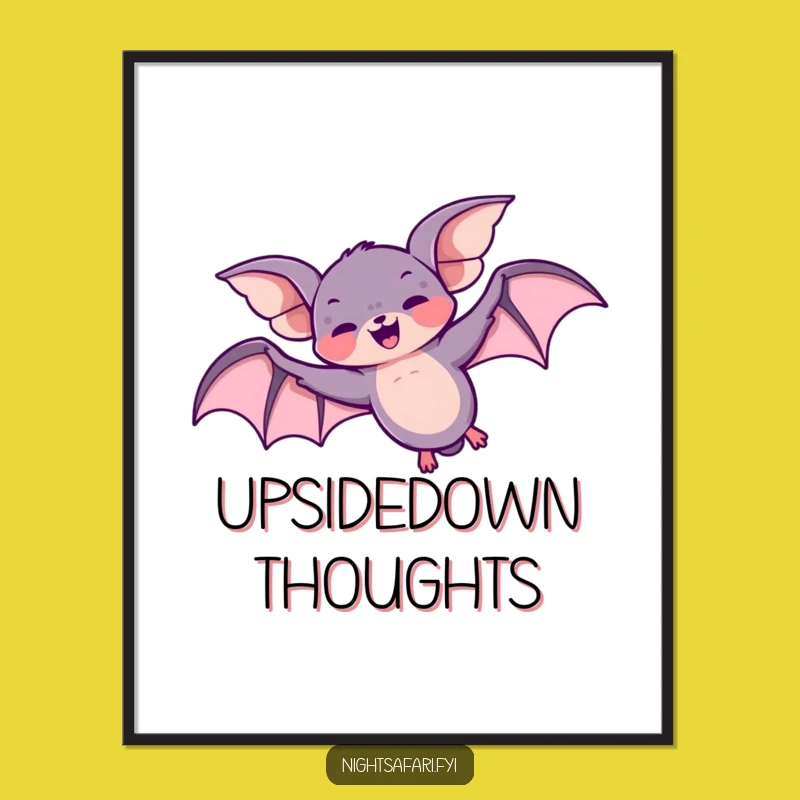 Funny Giggling Bat Poster, Playful Loop-the-Loop Overhead Wall Art