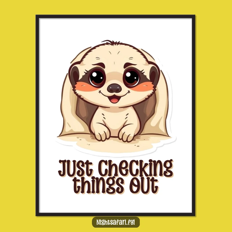 Funny Meerkat Wall Art Poster: Cheerful Peeker's Wide Eyes for a Lively Room Gift