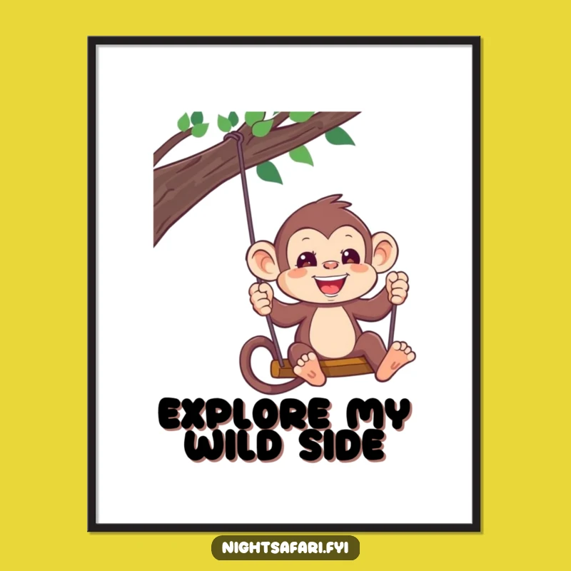 Funny Monkey Headlamp Poster: Decorate With Playful Jungle Adventure Art Gift