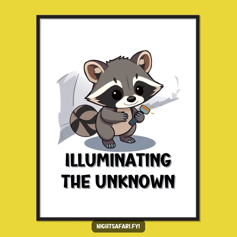 Funny Raccoon Poster: Curious Night Explorer Art, Whimsical Funny Gift