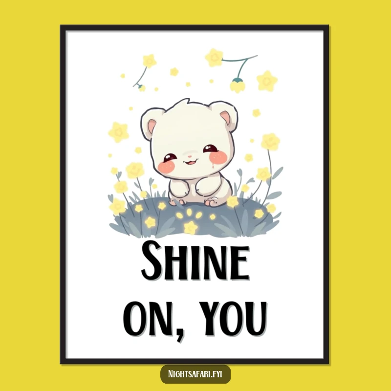 Funny Giggling Shy Creature Poster - Firefly Glow Wall Art Gift