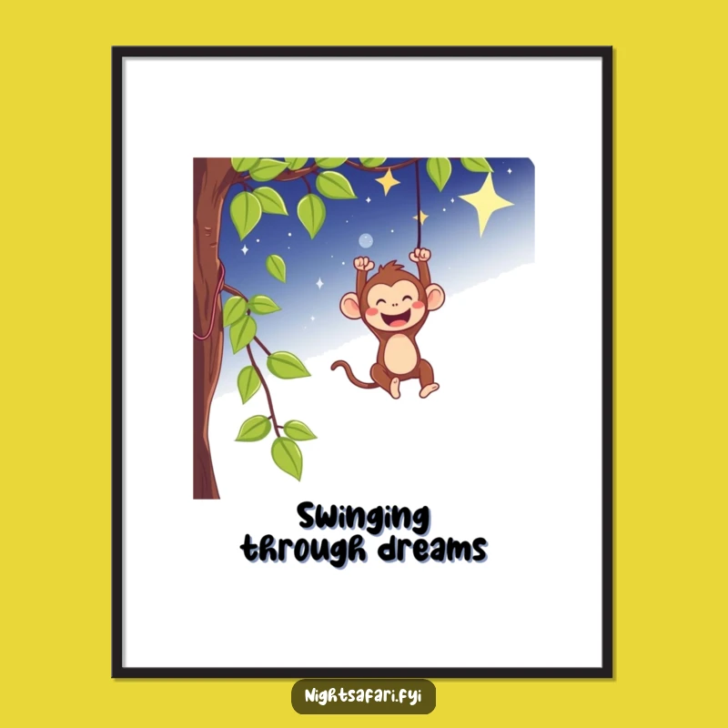 Funny Monkey Starry Sky Poster - Whimsical Adventure Wall Art!