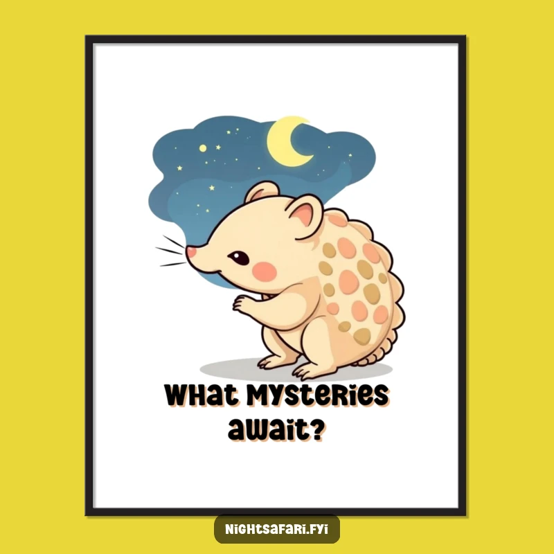 Funny Pangolin Poster: Curious Character's Night Air Art
