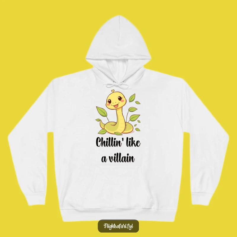 Cozy Funny Snake Hoodie: Happy Character's Leafy Slither Warmth