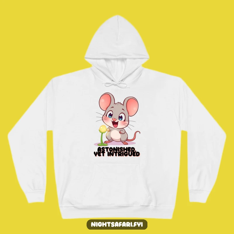 Funny Astonished Mouse Hoodie: Cozy Up with Hilarious Glowing Plant Surprise!