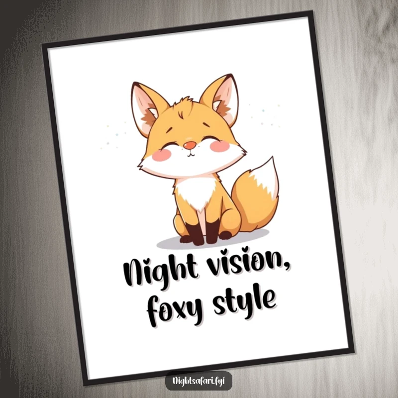 Funny Free Printable Fox Wall Art: A delighted fox with a glowing nose sniffing the night air, creating enchanting, downloadable mystical art.