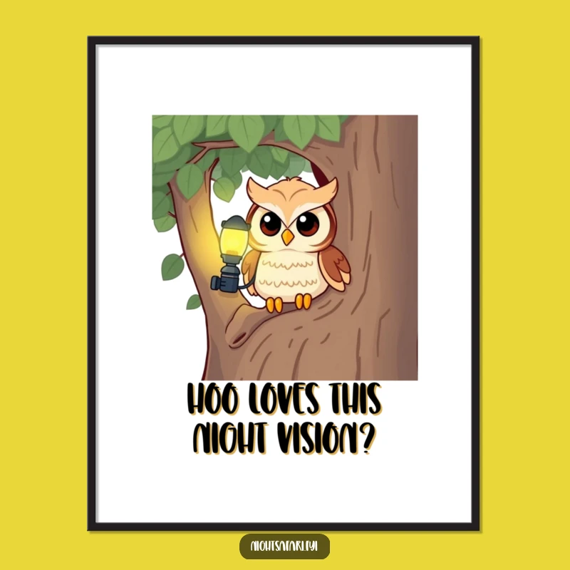 Free Printable Owl Wall Art: Headlamp Owl Decor, Downloadable Curious Creature Art