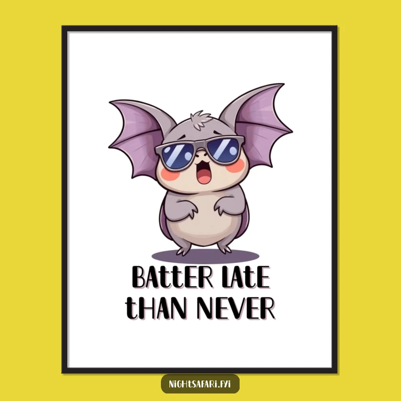 Free Printable Sleepy Bat Sunglasses Art - Downloadable Humorous Nocturnal Chic Decor