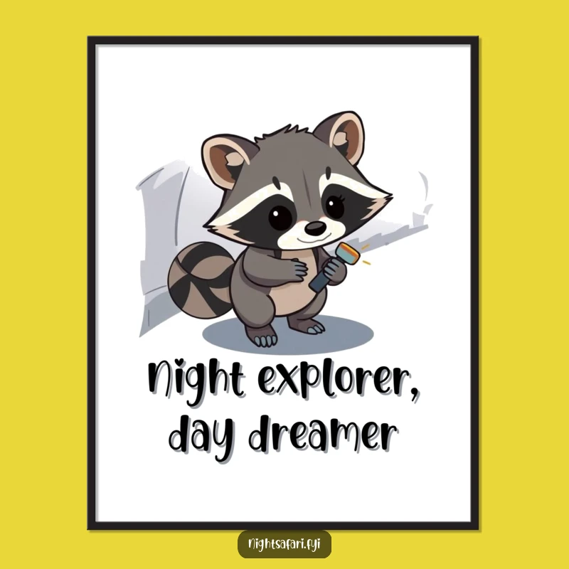 Free Printable Wall Art: Funny Raccoon Explorer, Quirky Downloadable Decor
