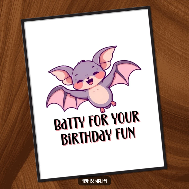 Funny Free Printable Wall Art: A giggling bat performs an energetic loop-the-loop, bringing aerial fun to your decor.