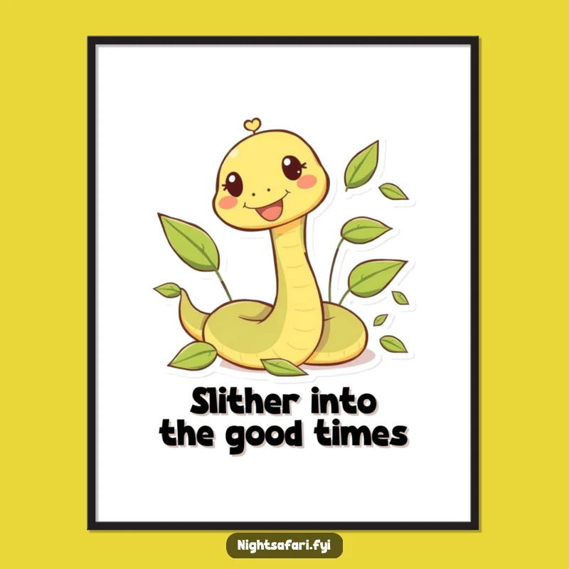 Funny Free Printable Wall Art: Happy Snake Slither - Downloadable Decor Gift!