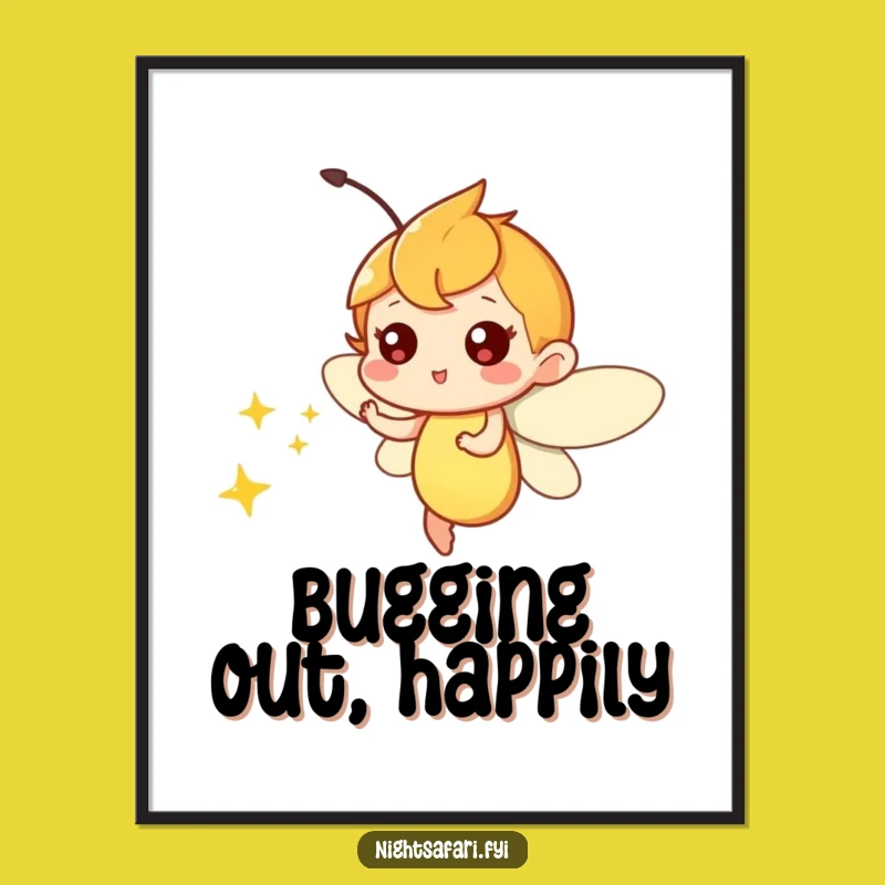 Funny Free Printable Wall Art: Magical Firefly Light, Whimsical Downloadable Decor