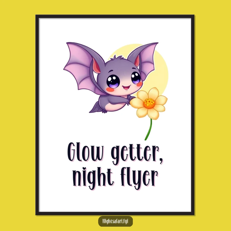 Free Printable Wall Art: Funny Bat's Happy Flight, Whimsical Downloadable Decor Gift