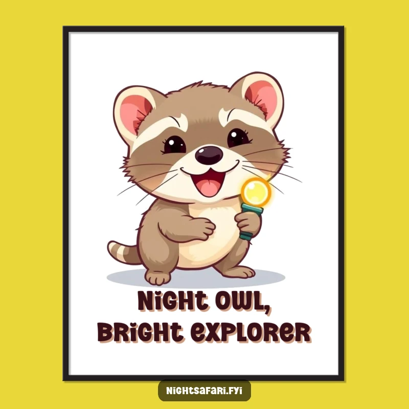 Free Printable Wall Art: Delighted Civet Headlamp Scurries, Hilarious Downloadable Art for Playful Decor