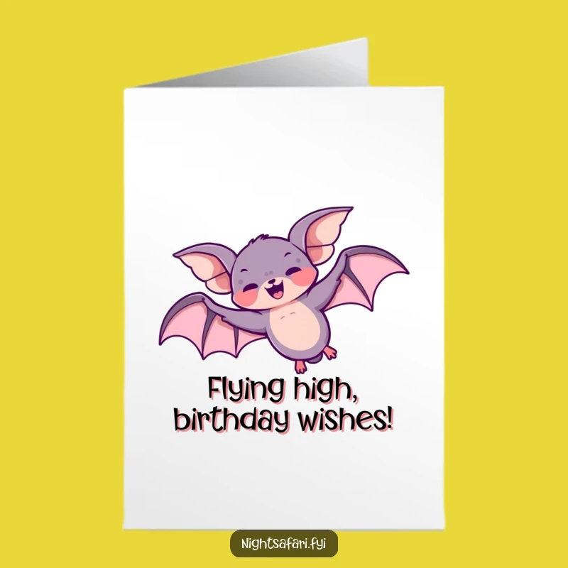 Free Printable Birthday Card: Giggling Bat Loop-the-Loop Funny Downloadable Gift