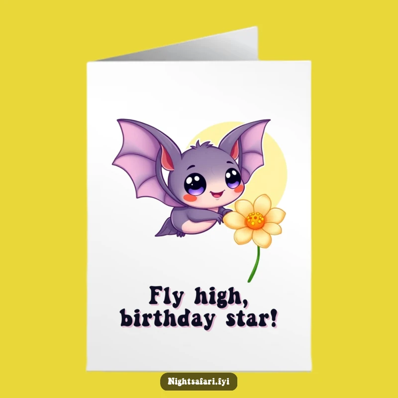 Free Printable Birthday Card: Funny Bat with Big Eyes, Your Perfect Downloadable Gift