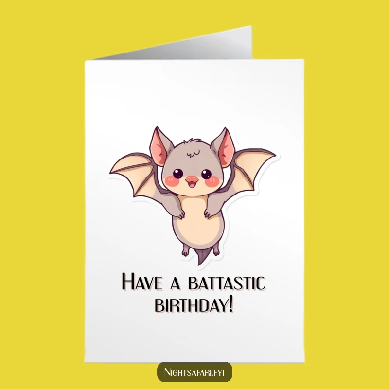 Happy Birthday Free Printable Card: Playful Bat Design, Downloadable Fun Greeting