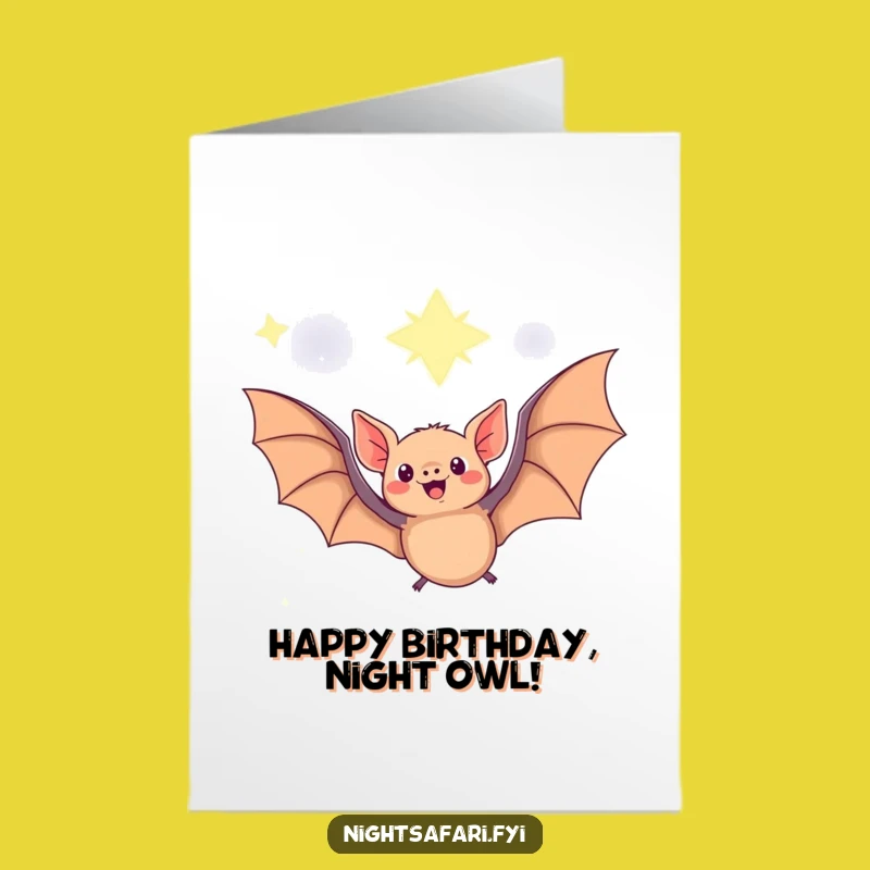 Free Printable Fruit Bat Birthday Card: Funny Night Flight Downloadable Gift