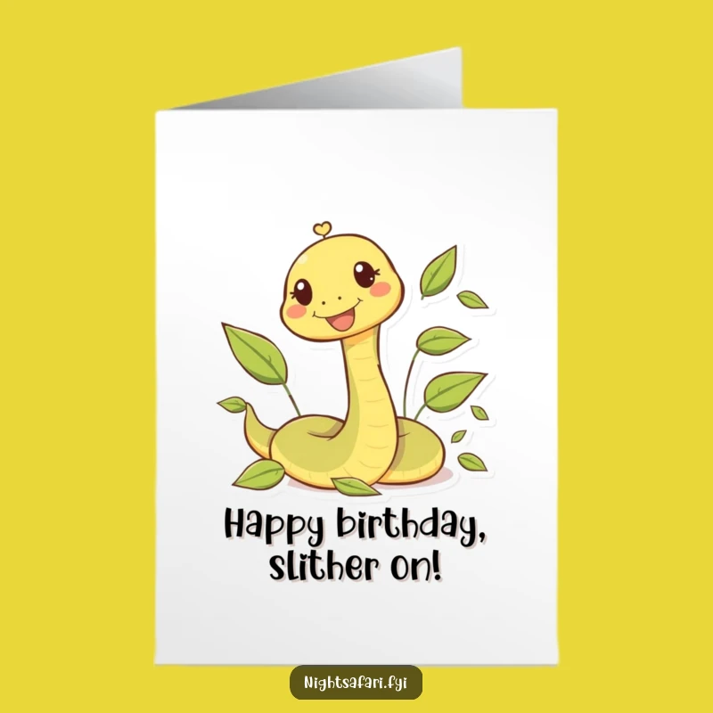 Free Printable Birthday Card: Happy Snake Slither - Funny Downloadable Gift!