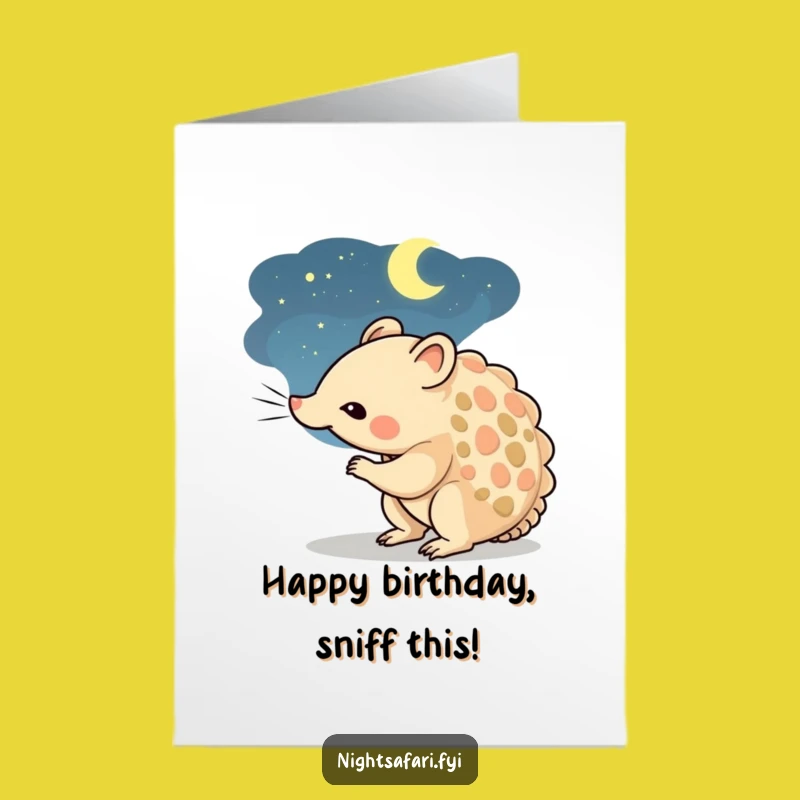 Free Printable Birthday Card: Curious Pangolin Sniff - Funny Downloadable Gift!