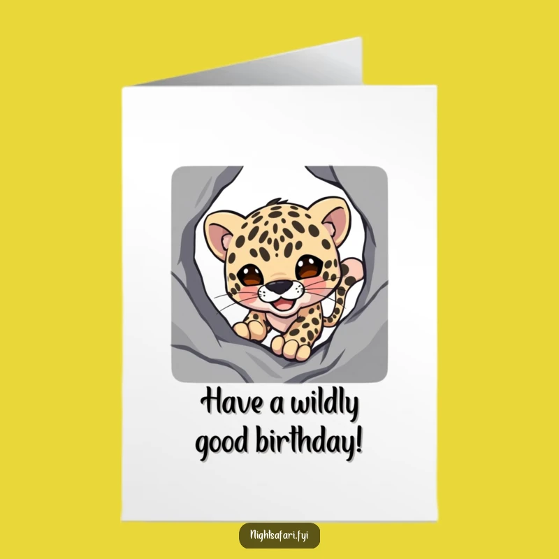 Free Printable Birthday Card: Stealthy Leopard Funny Downloadable Gift for Him/Her