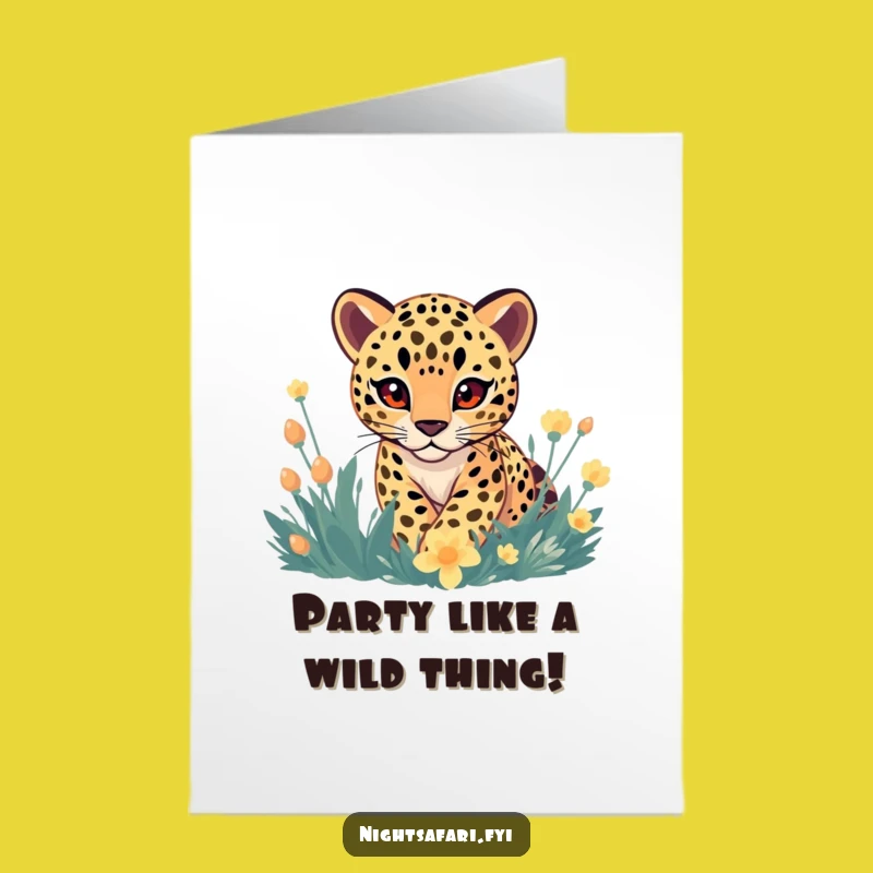 Free Printable Birthday Card: Playful Leopard Stalks Fun, Funny Download!