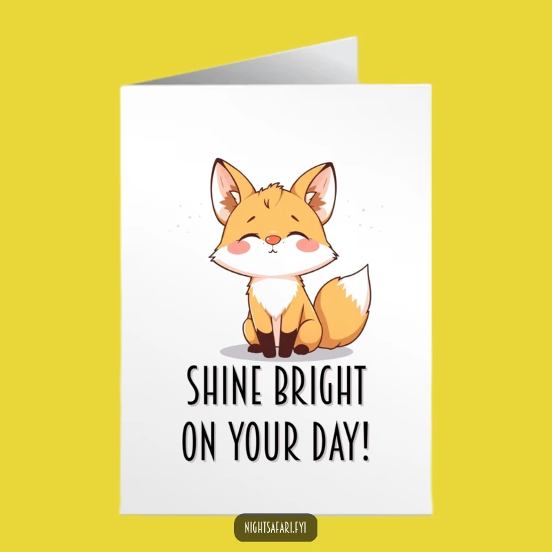 Free Printable Fox Birthday Card: Glowing Nose Fox, Downloadable Nighttime Birthday Fun