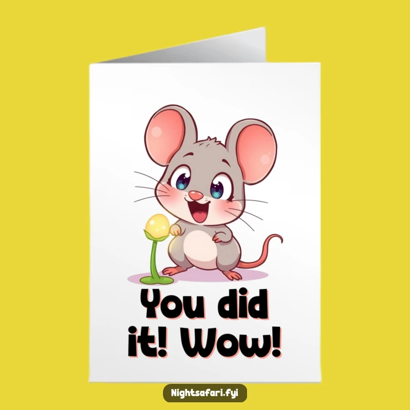 Free Printable Congrats Card: Astonished Mouse Reacts to Glowing Plant Success!