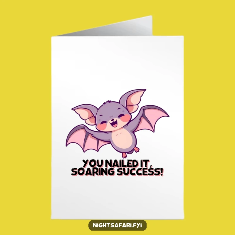 Free Printable Congrats Card: Giggling Bat Loop-the-Loop Funny Downloadable Gift