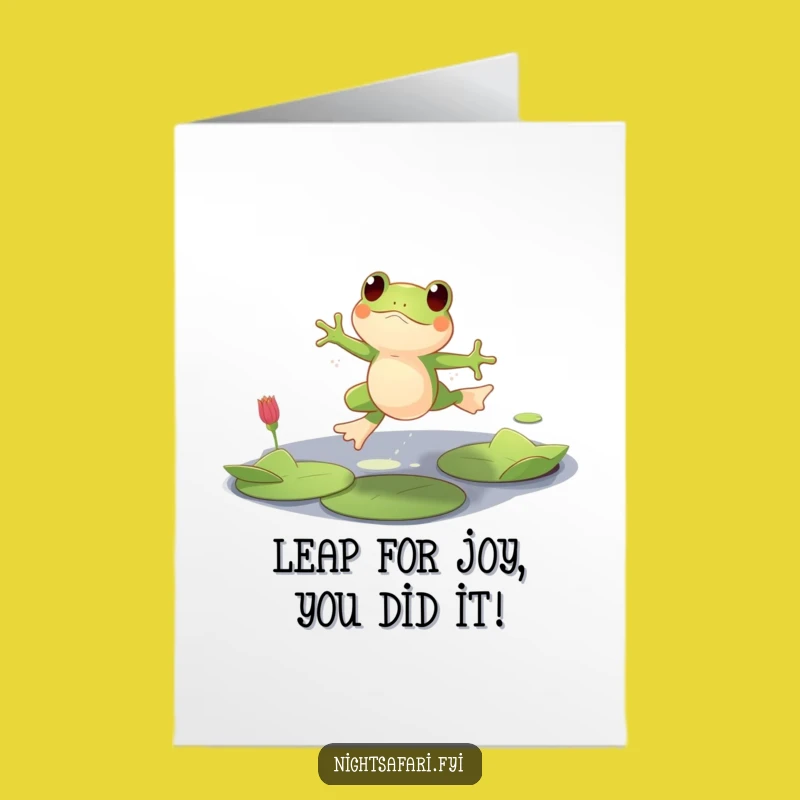Free Printable Congrats Card: Playful Frog Leaping Funny Downloadable Gift