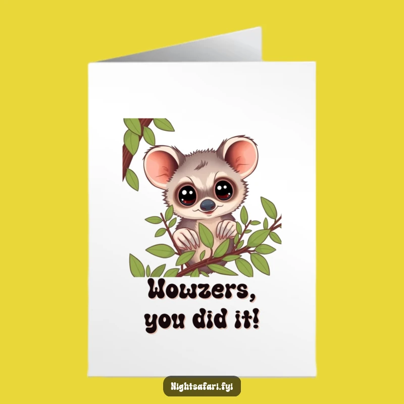 Free Printable Congrats Card: Curious Bushbaby Peek - Unique Downloadable