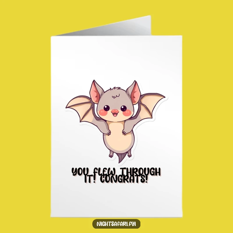 Congrats Free Printable Card: Playful Bat Design, Downloadable Cheerful Greeting