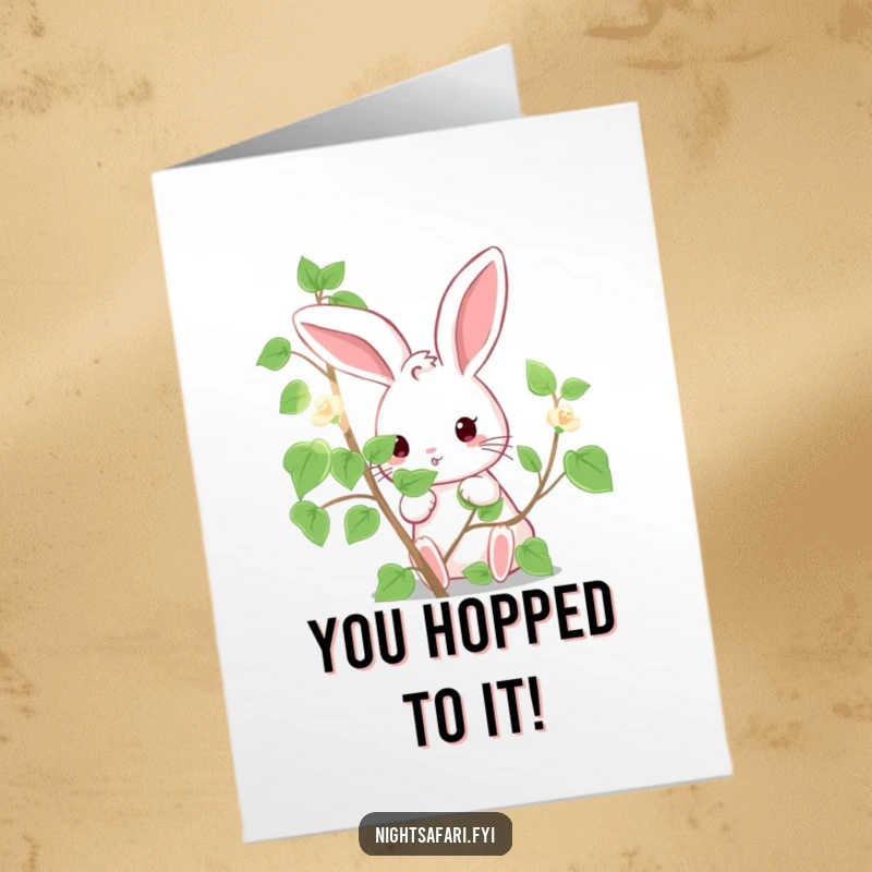 Funny Free Printable Congrats Card: Cute bunny peeking out, celebrating a wonderful achievement.