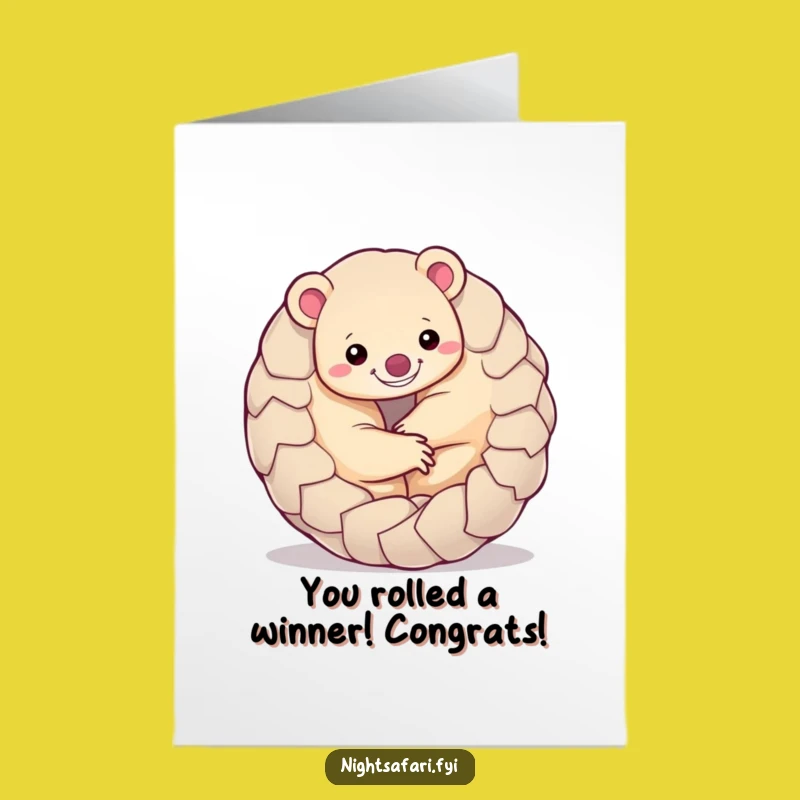 Free Printable Pangolin Congrats Card: Funny Rolled-Up Downloadable Gift for Winners