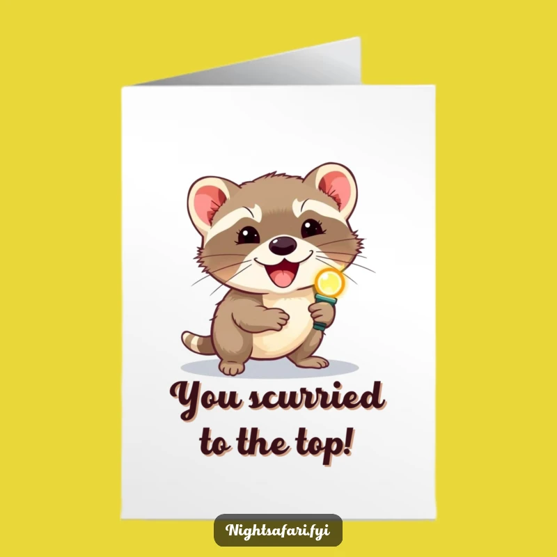 Free Printable Congrats Card: Civet with Headlamp, Amusing Downloadable for a Funny Gift