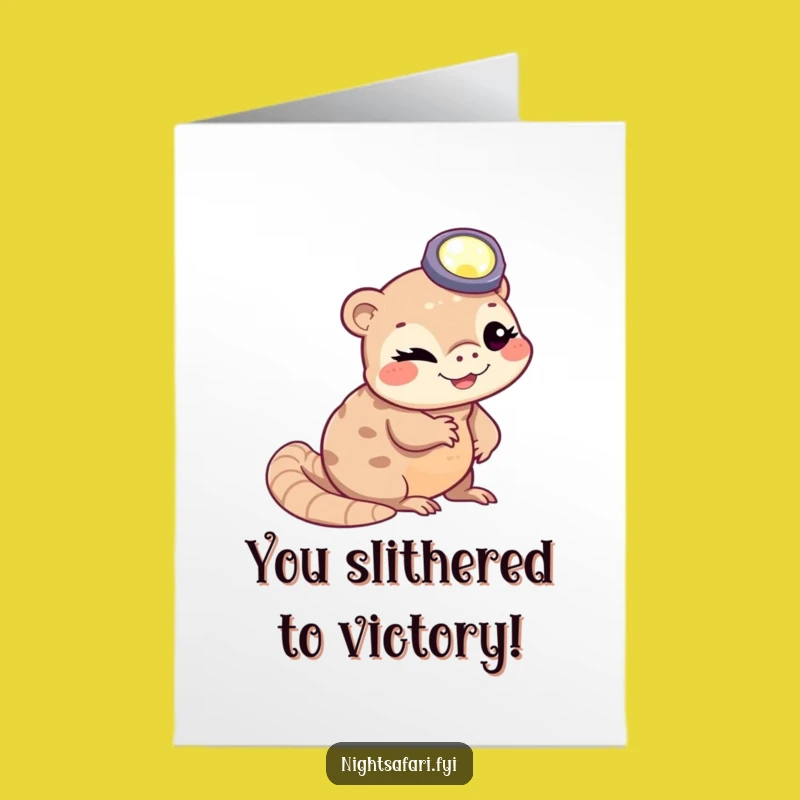 Free Printable Congrats Card: Winking Pangolin Headlamp, Amusing Downloadable for a Funny Gift