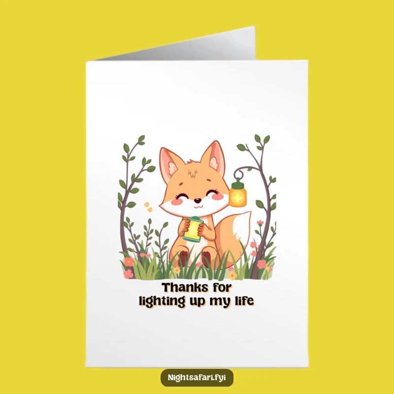 Free Printable Fox Lantern Thank You Card - Funny Downloadable Gratitude with a Glow!