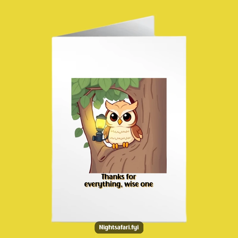 Free Printable Owl Thank You Card: Headlamp Owl Gratitude, Downloadable Curious Thanks