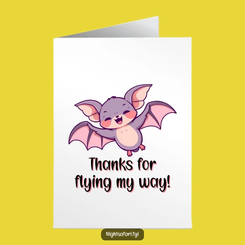 Free Printable Thank You Card: Giggling Bat Loop-the-Loop Funny Downloadable Gift