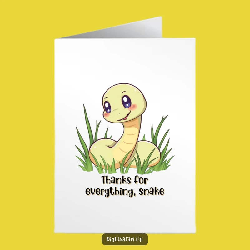 Thank You Free Printable Card: Funny Glowing Snake, Downloadable Appreciation Greeting