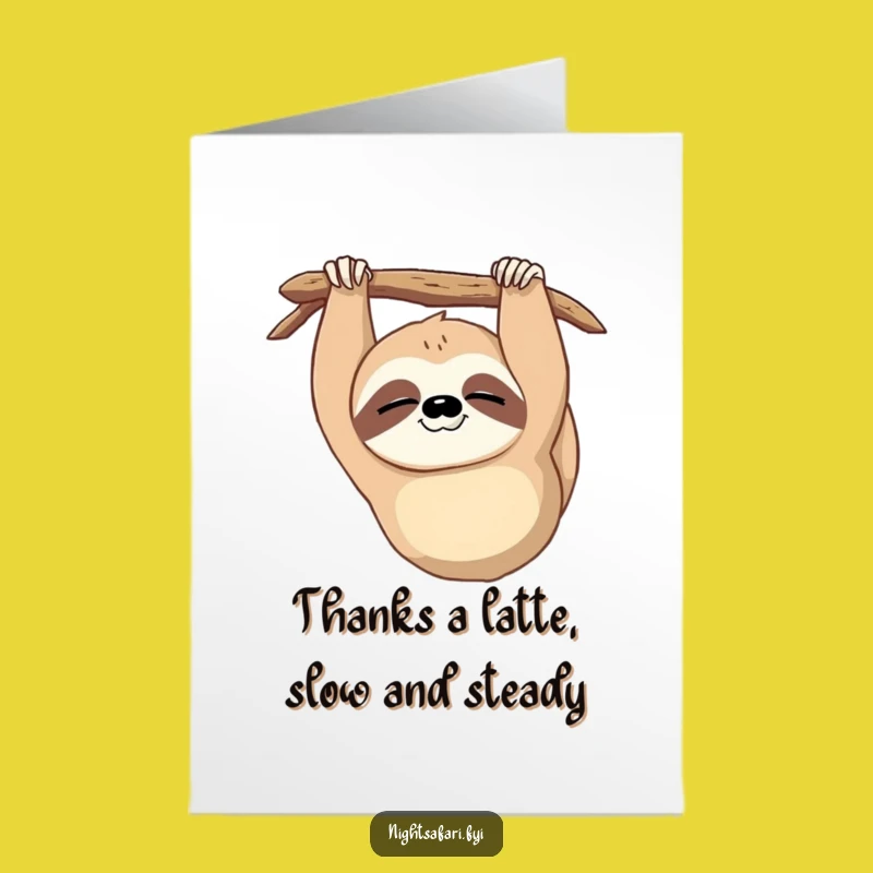 Free Printable Sloth Thank You Card Funny Slow WInk Downloadable Gift
