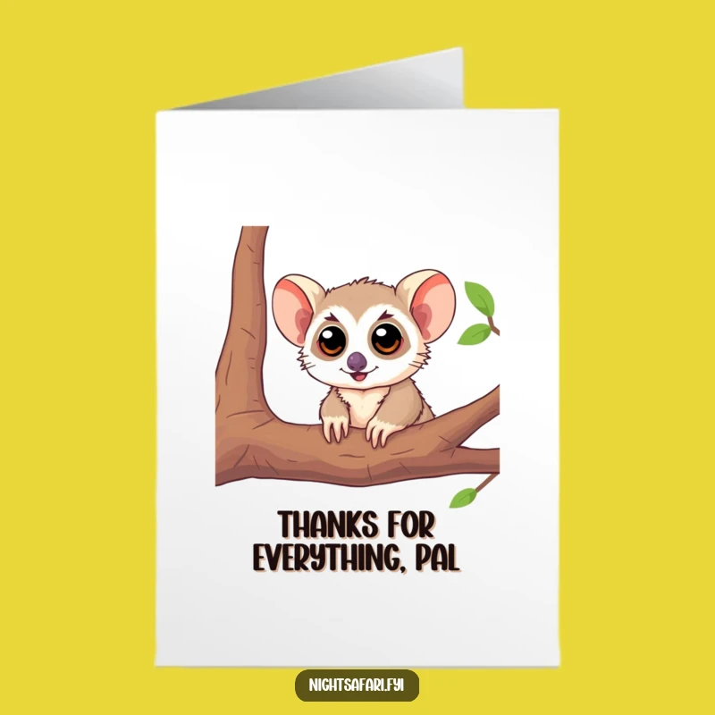 Free Printable Thank You Card: Playful Tarsier - Downloadable Grateful Peek!