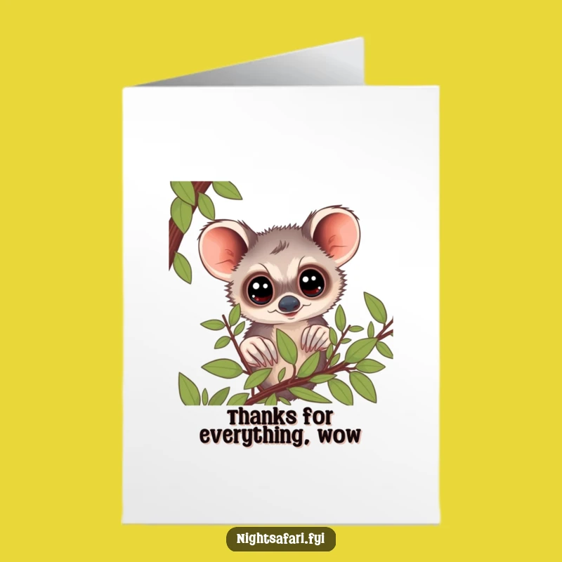 Free Printable Thank You Card: Curious Bushbaby Thanks - Funny Downloadable