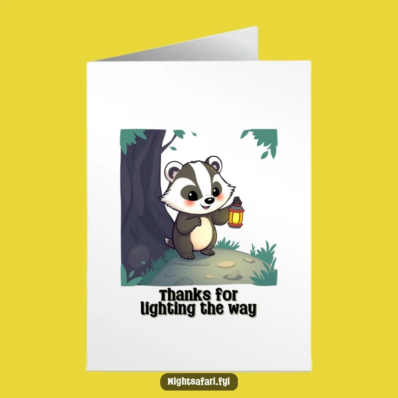 Free Printable Badger Thank You Card: Lantern Badger Gratitude, Downloadable Exploring Thanks