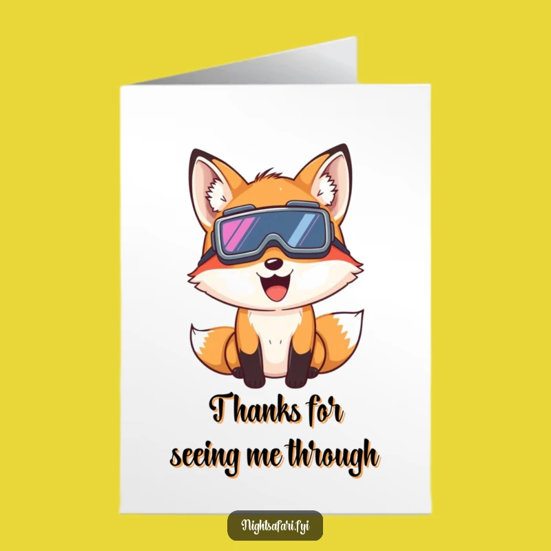Free Printable Thank You Card: Giggling Fox Night Vision - Funny Downloadable Gift